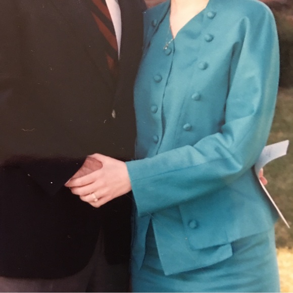 2-piece garment dress skirt suit fully lined size S color teal - Picture 3 of 16